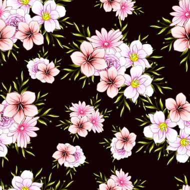 Renkli vintage tarzı çiçekler pürüzsüz desen