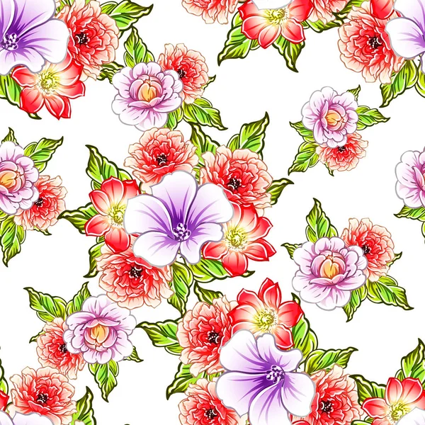 Fleurs Style Vintage Coloré Motif Sans Couture — Image vectorielle