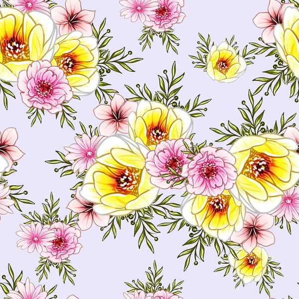 Coloridas Flores Estilo Vintage Patrón Sin Costuras — Vector de stock