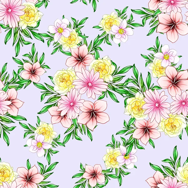 Fleurs Style Vintage Coloré Motif Sans Couture — Image vectorielle