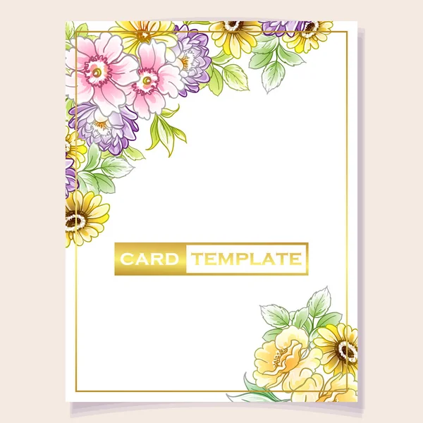 Carte Invitation Colorée Motif Fleurs Style Vintage — Image vectorielle