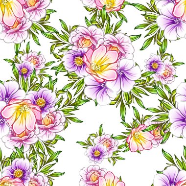 Renkli vintage tarzı çiçekler pürüzsüz desen