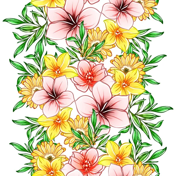 Kolorowe Vintage Stylu Kwiaty Bezszwowy Wzór — Wektor stockowy