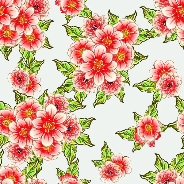 Fleurs Style Vintage Coloré Motif Sans Couture — Image vectorielle