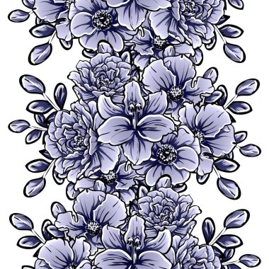 Mono Vintage tarzı çiçekler Dikişsiz desen