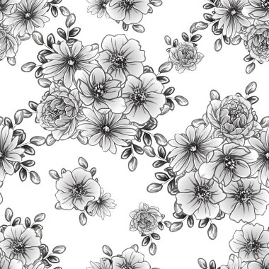 Kusursuz tek renkli klasik çiçek deseni