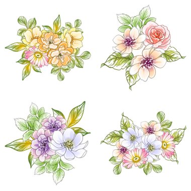 Renkli vintage tarzı çiçekler pürüzsüz desen