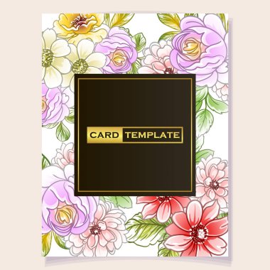 Renkli davetiye, Vintage tarzı çiçekler desen