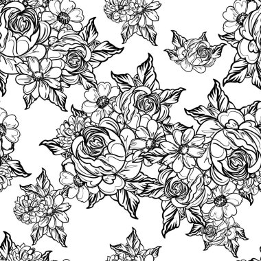 Kusursuz tek renkli klasik çiçek deseni