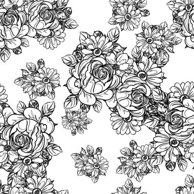 Kusursuz tek renkli klasik çiçek deseni