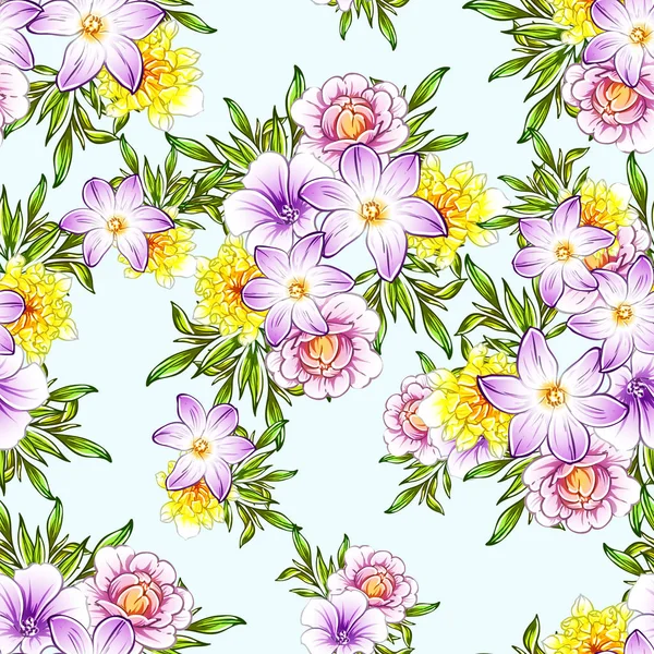 Renkli vintage tarzı çiçekler pürüzsüz desen