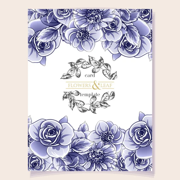 Carte Invitation Colorée Motif Fleurs Style Vintage — Image vectorielle