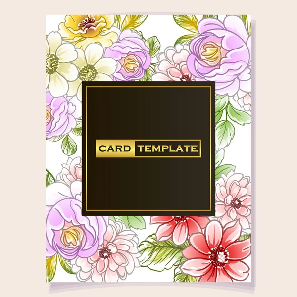 Renkli davetiye, Vintage tarzı çiçekler desen