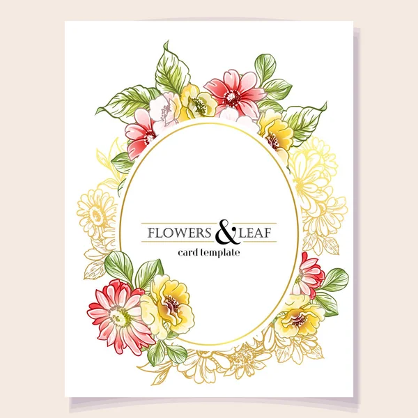 Tarjeta Invitación Colorida Patrón Flores Estilo Vintage — Vector de stock