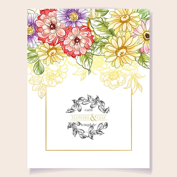 Colourful Invitation Card Vintage Style Flowers Pattern — Stock Vector