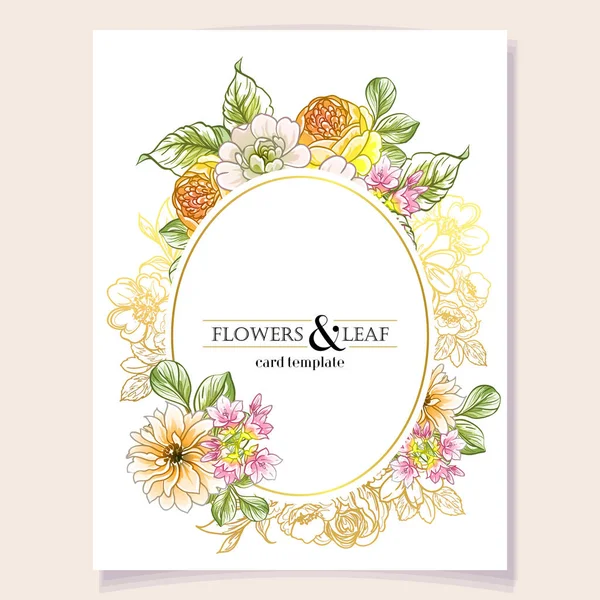 Tarjeta Invitación Colorida Patrón Flores Estilo Vintage — Vector de stock