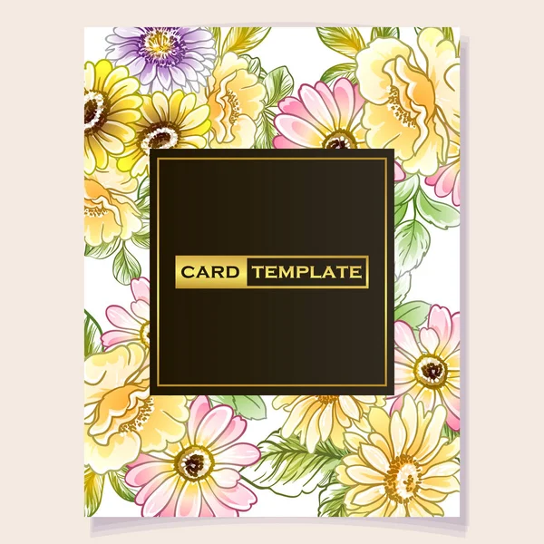 Renkli davetiye, Vintage tarzı çiçekler desen