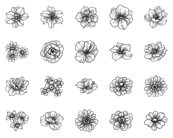 Senza Soluzione Continuità Modello Fiori Stile Vintage Monocromatico — Vettoriale Stock