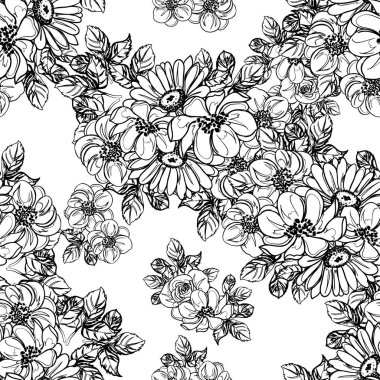 Kusursuz tek renkli klasik çiçek deseni