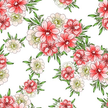 Renkli vintage tarzı çiçekler pürüzsüz desen