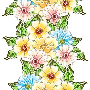 Renkli vintage tarzı çiçekler pürüzsüz desen