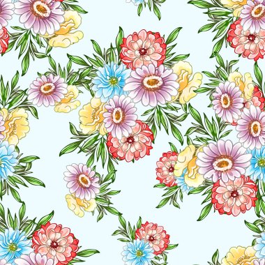 Renkli vintage tarzı çiçekler pürüzsüz desen