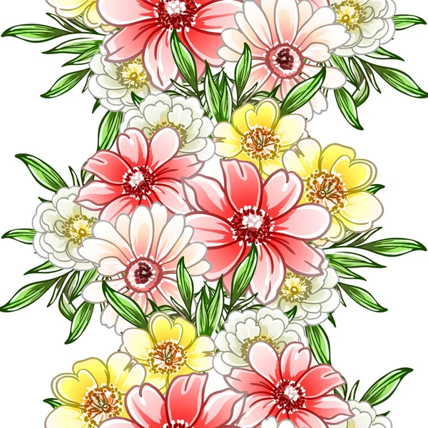 Coloridas Flores Estilo Vintage Patrón Sin Costuras — Vector de stock