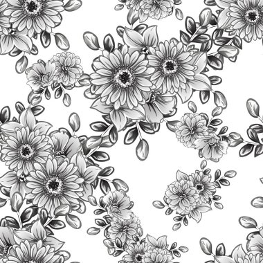Kusursuz tek renkli klasik çiçek deseni