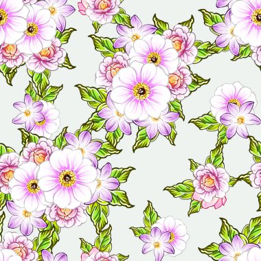 Renkli vintage tarzı çiçekler pürüzsüz desen