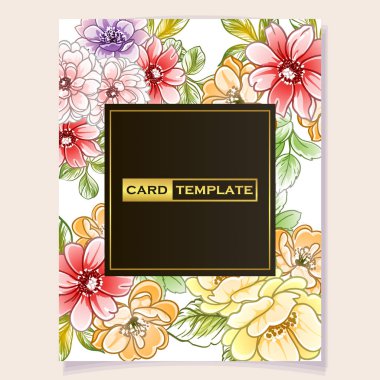 Renkli davetiye, Vintage tarzı çiçekler desen