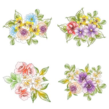 Renkli vintage tarzı çiçekler pürüzsüz desen