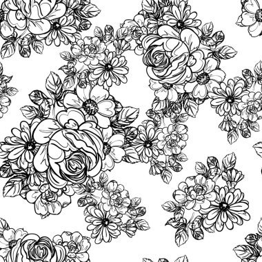 Kusursuz tek renkli klasik çiçek deseni