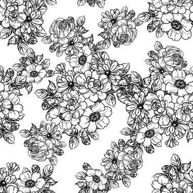 Kusursuz tek renkli klasik çiçek deseni