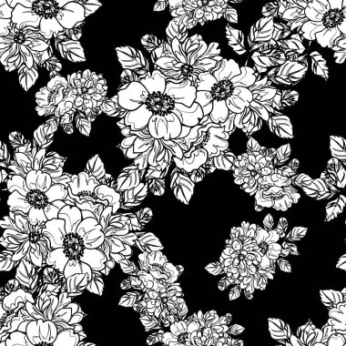 Kusursuz tek renkli klasik çiçek deseni