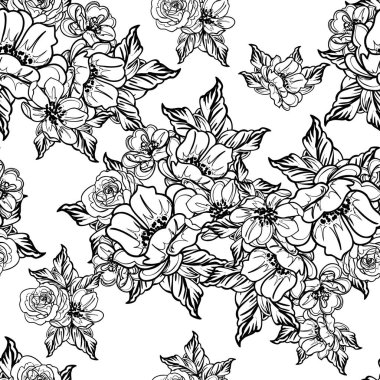 Kusursuz tek renkli klasik çiçek deseni