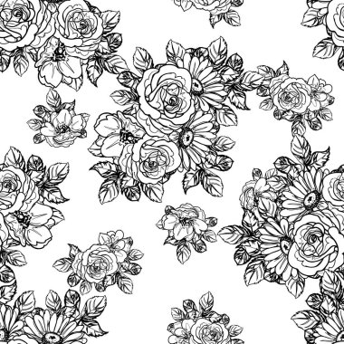 Kusursuz tek renkli klasik çiçek deseni