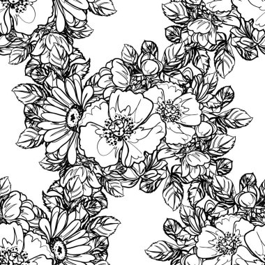 Kusursuz tek renkli klasik çiçek deseni