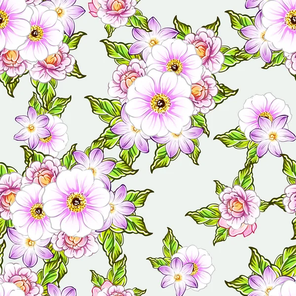 Renkli vintage tarzı çiçekler pürüzsüz desen