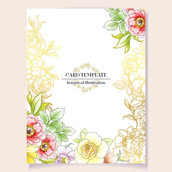Kolorowa Karta Zaproszenia Wzór Kwiatów Stylu Vintage — Wektor stockowy