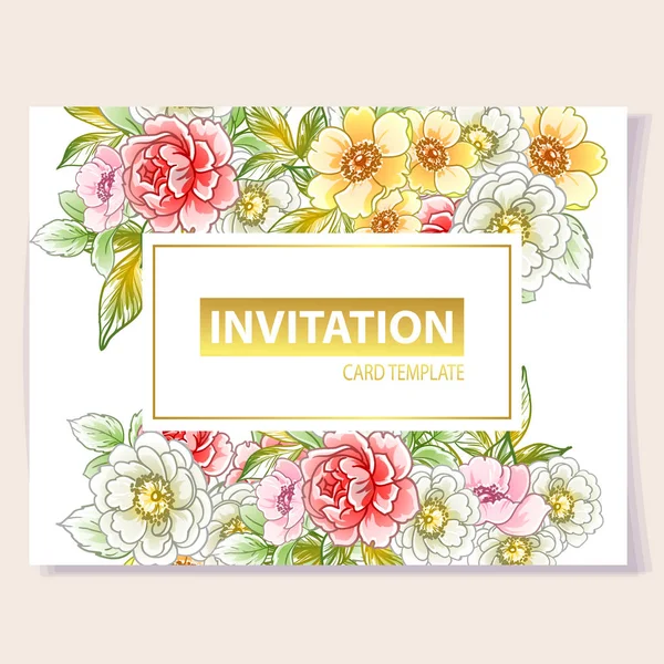 Carte Invitation Colorée Motif Fleurs Style Vintage — Image vectorielle