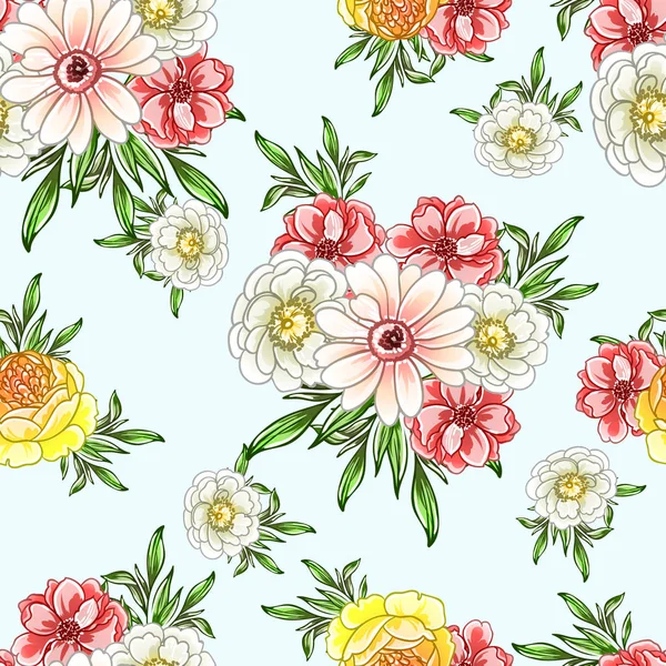 Renkli vintage tarzı çiçekler pürüzsüz desen