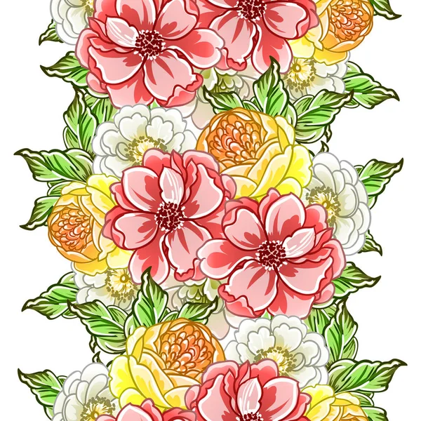 Kleurrijke Vintage Stijl Bloemen Naadloos Patroon — Stockvector