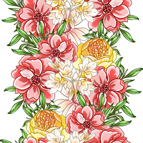 Fleurs Style Vintage Coloré Motif Sans Couture — Image vectorielle