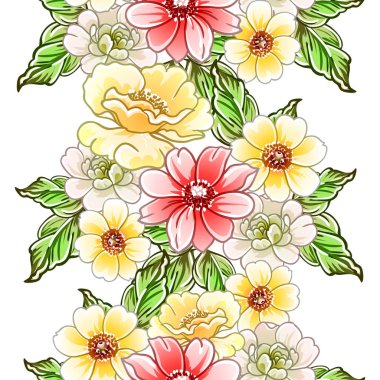 Renkli vintage tarzı çiçekler pürüzsüz desen