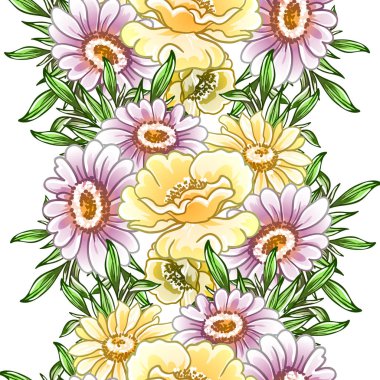 Renkli vintage tarzı çiçekler pürüzsüz desen