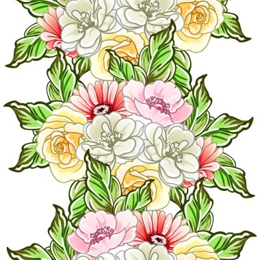 Renkli vintage tarzı çiçekler pürüzsüz desen