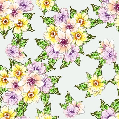 Renkli vintage tarzı çiçekler pürüzsüz desen