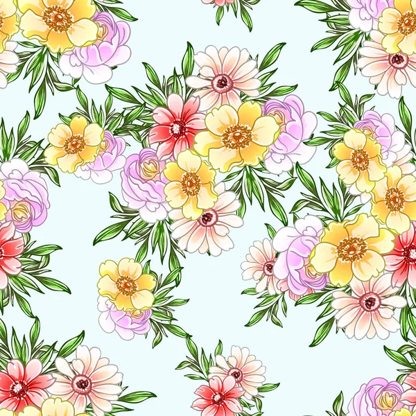 Renkli vintage tarzı çiçekler pürüzsüz desen