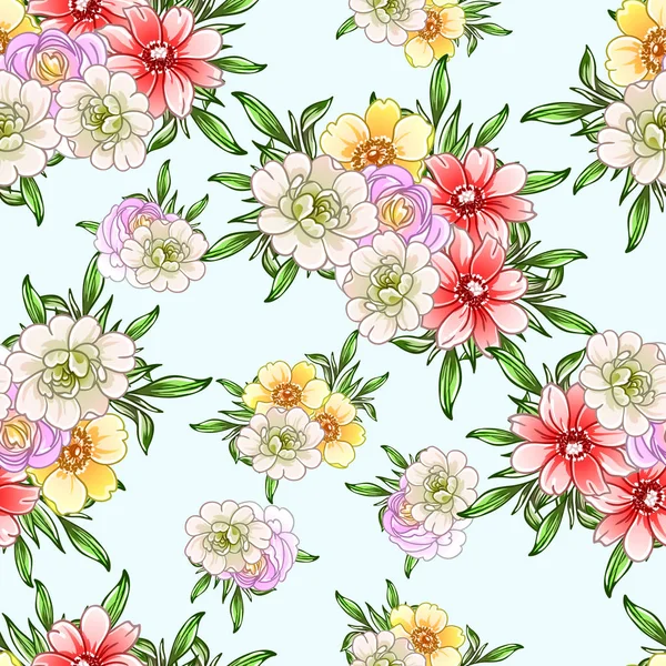 Fleurs Style Vintage Coloré Motif Sans Couture — Image vectorielle