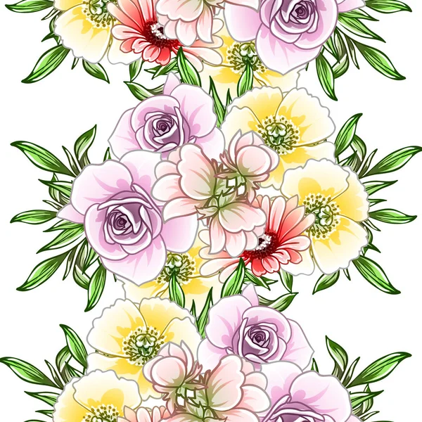 Coloridas Flores Estilo Vintage Patrón Sin Costuras — Vector de stock